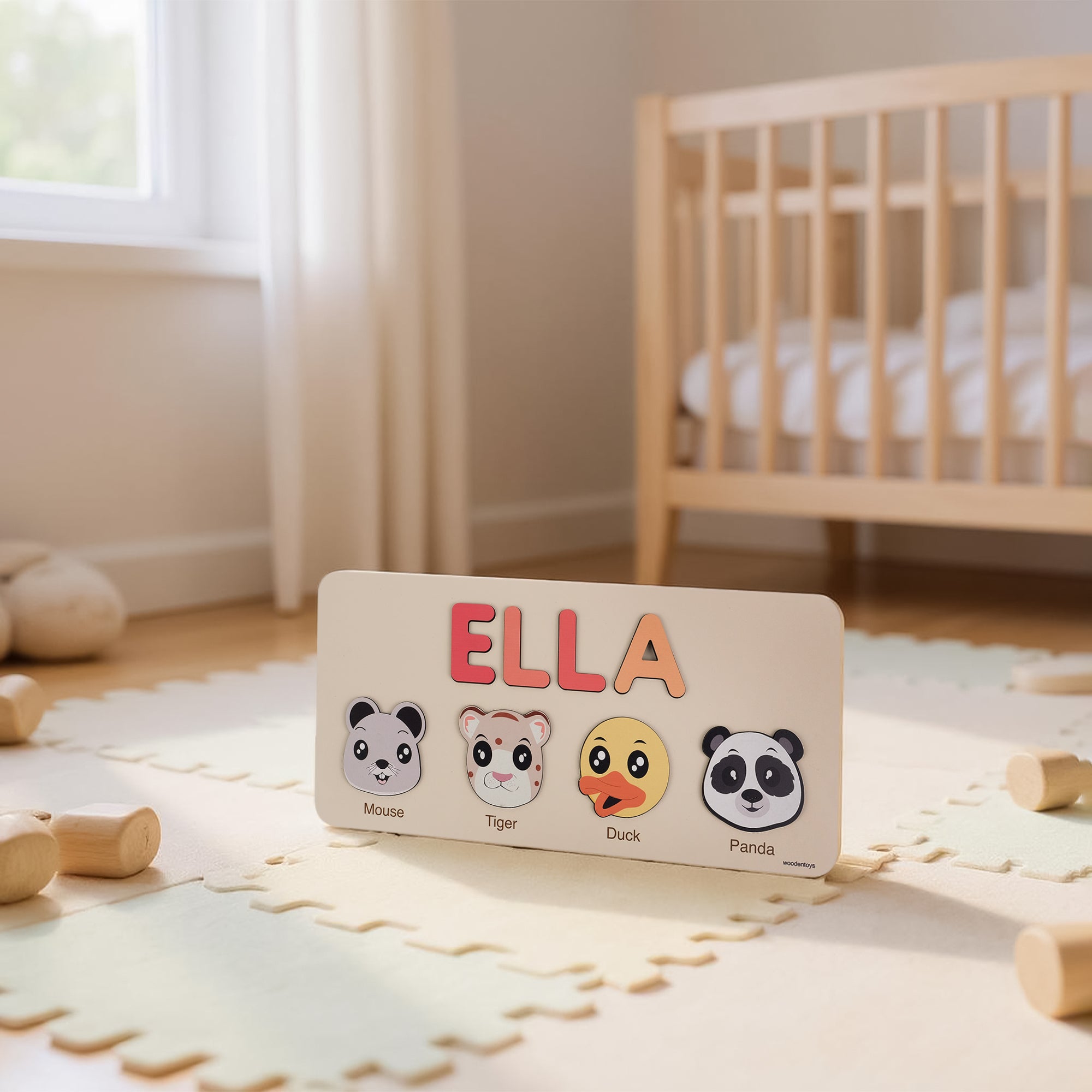 Personalized Wood Name Puzzle - Mouse Wooden Animal Puzzle