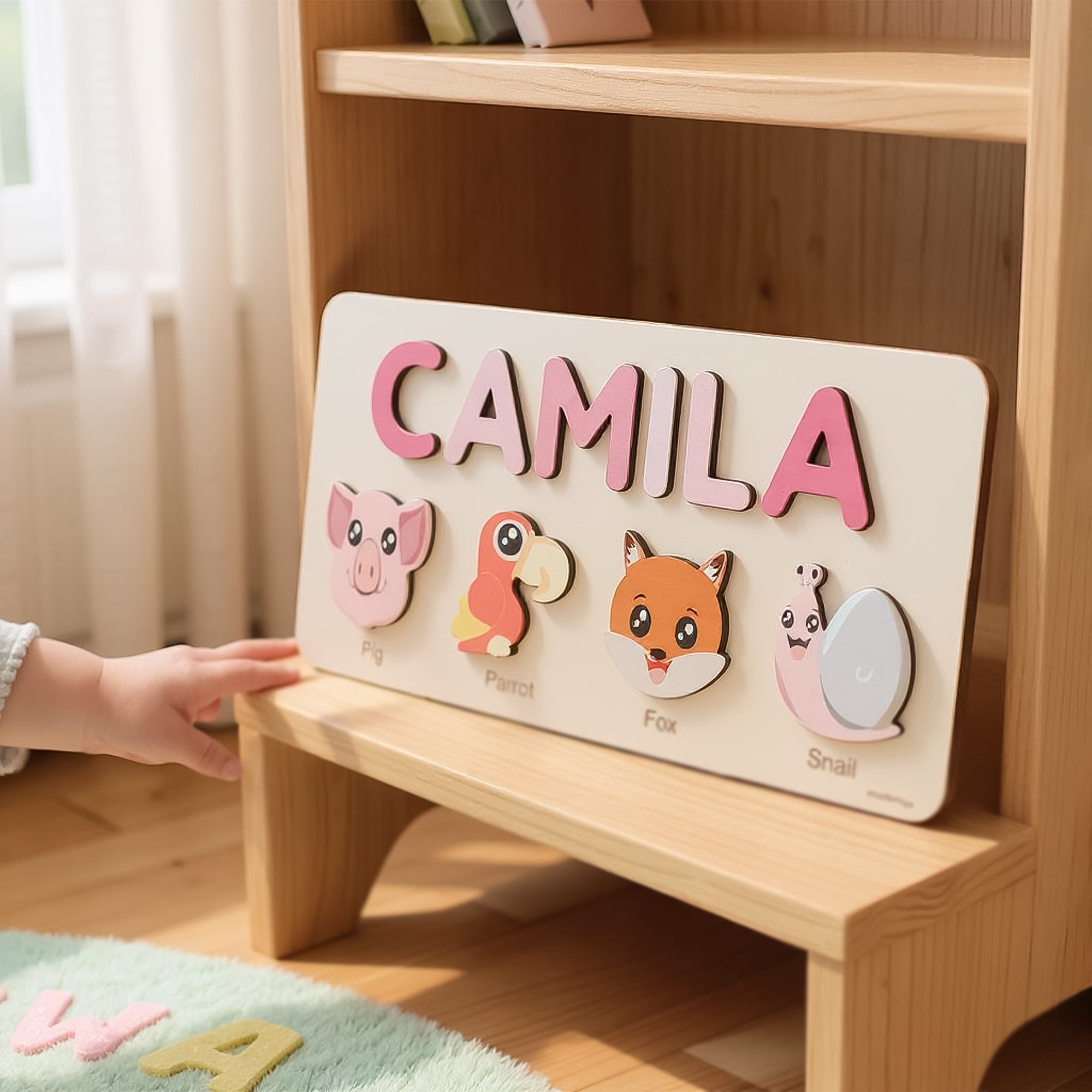 Personalized Wood Name Puzzle - Pig Wooden Animal Puzzle