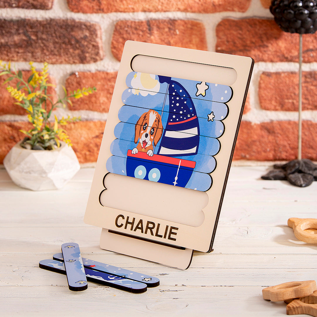 Dog Wooden Stacking Puzzle - Wooden Games - Montessori Toys