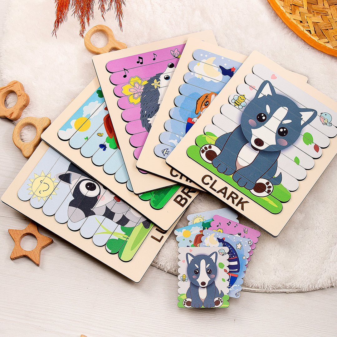 Dog Wooden Stacking Puzzle - Wooden Games - Montessori Toys